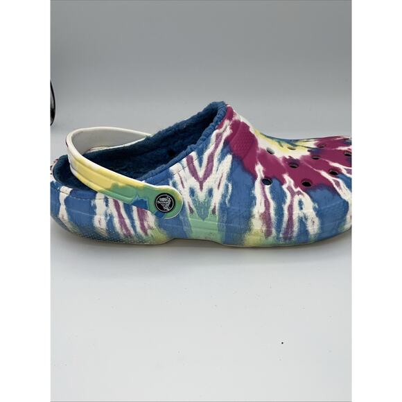 Crocs Unisex Multicolor Tie Dye Classic Fur Lined Clog Men Sz 11 Womens Sz 13 - Picture 6 of 10